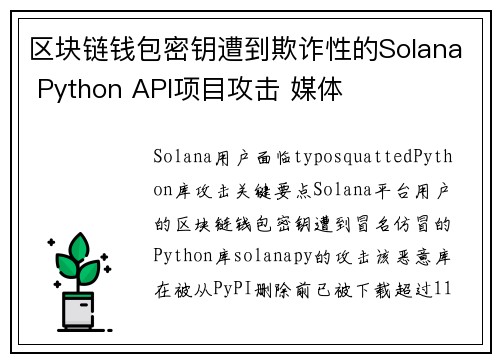 区块链钱包密钥遭到欺诈性的Solana Python API项目攻击 媒体