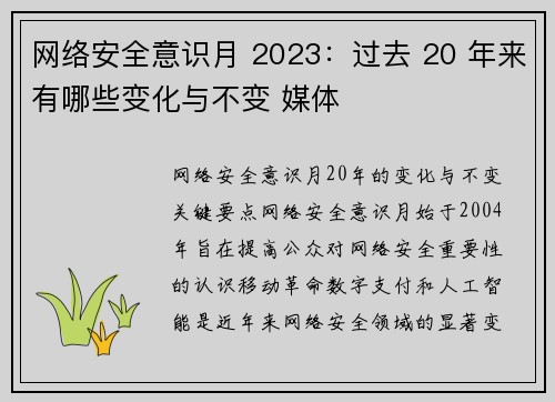 网络安全意识月 2023：过去 20 年来有哪些变化与不变 媒体