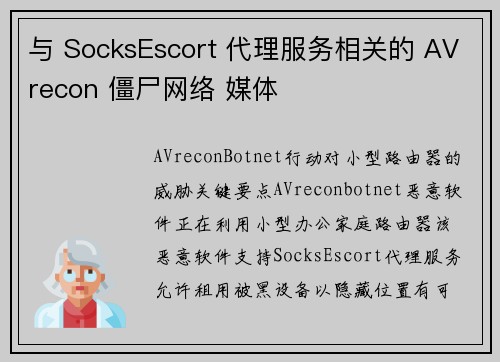 与 SocksEscort 代理服务相关的 AVrecon 僵尸网络 媒体